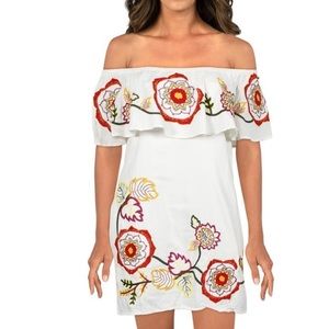 Red Carter Floral Embroidered Dress